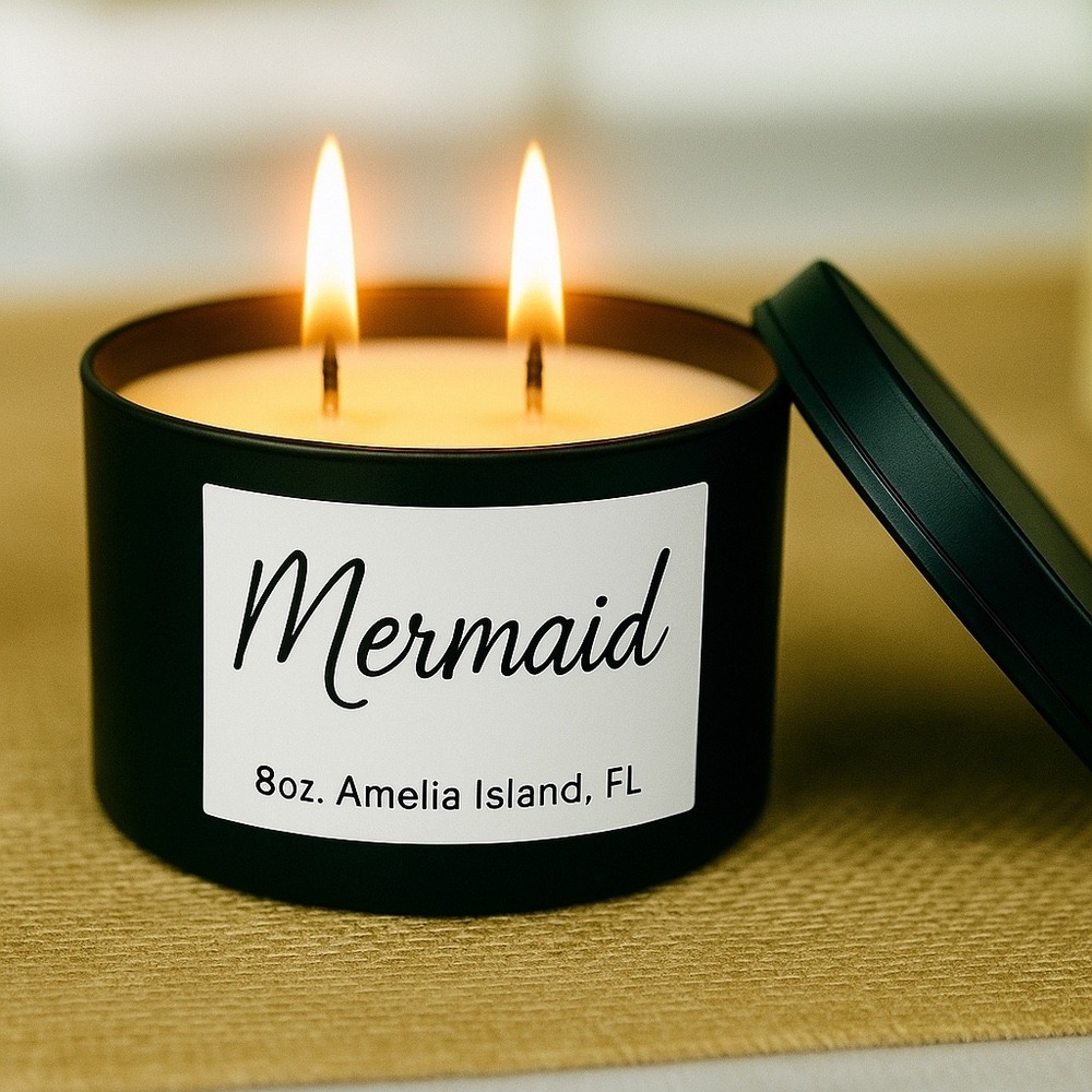 Mermaid Scented Candle Double Wick 8oz Amelia Island‎ FL Home Decor